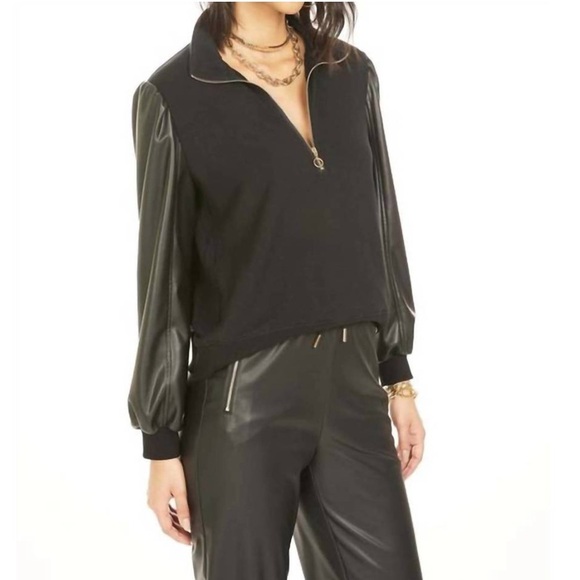 Generation Love NWT Lola Mixed Media Half Zip Sweatshirt Size XS - Picture 3 of 15